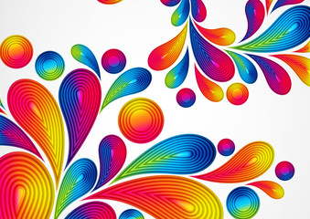 Poster - Colorful abstract background with striped drops splash, vector color design, graphic illustration. A4.