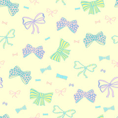  Seamless pattern with skerchy bows