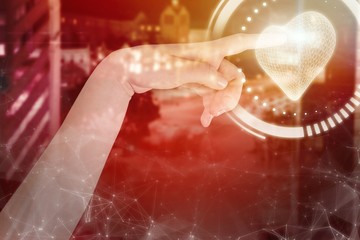 Poster - Composite image of close-up of cropped hand pointing