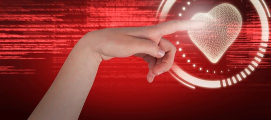 Poster - Composite image of close-up of cropped hand pointing
