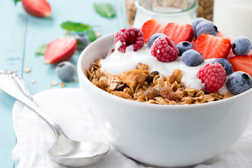 Granola breakfast with berries