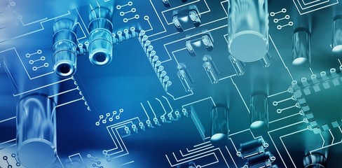 Poster - Composite image of close up of circuit board