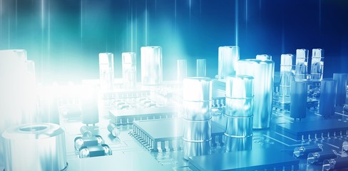 Poster - Composite image of circuit board against white background