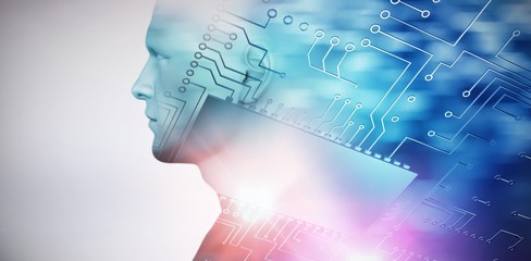 Poster - Composite image of circuit board against white background