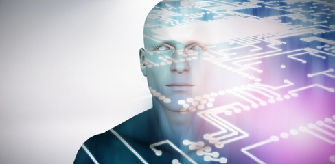 Poster - Composite image of circuit board against white background