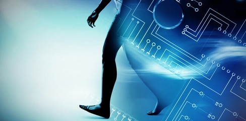 Poster - Composite image of circuit board against white background