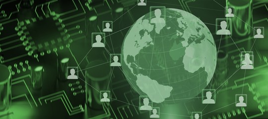 Poster - composite image of global technology background
