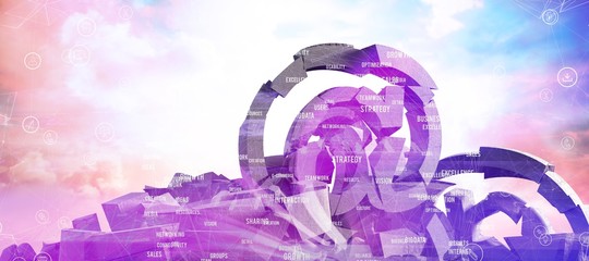 Poster - Composite image of 3d image of various broken symbols 