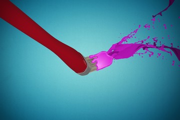 Poster - Composite image of digital image of red paintbrush