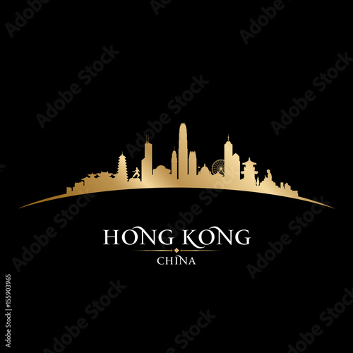 Zdjęcie XXL Hong Kong Chiny miasta panoramę sylwetka czarne tło