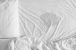 Pee on a bed mattress,Bedwetting sleep enuresis in Adults or baby concept ,selected focus at wet on the bed sheet