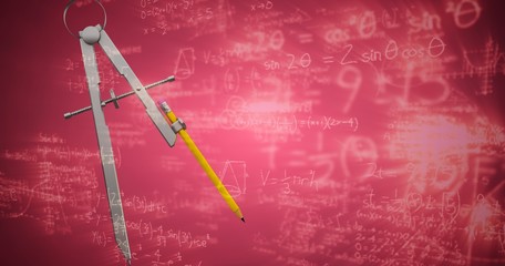 Poster - Composite image of 3d image of drawing compass with pencil