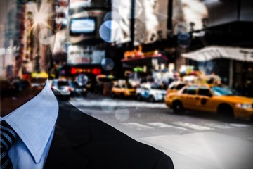 Poster - composite image of businessman standing against white background