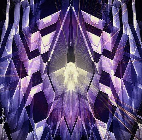 Abstract Futuristic Background With Glowing Crystal Polygonal