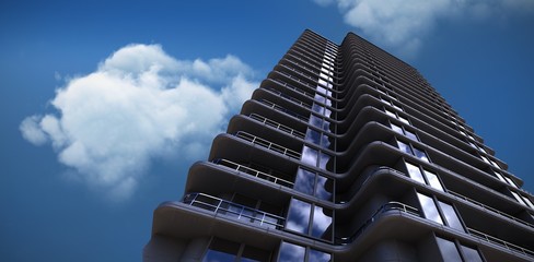 Poster - composite image of 3d image of modern office