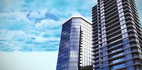 Poster - composite image of 3d illustration of glass buildings
