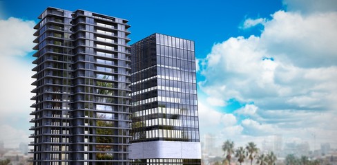 Poster - composite image of 3d composite image of office buildings