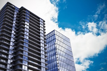 Poster - composite image of 3d illustration of modern buildings