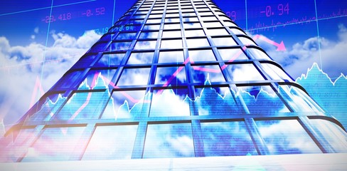 Poster - Composite image of low angle view of office building