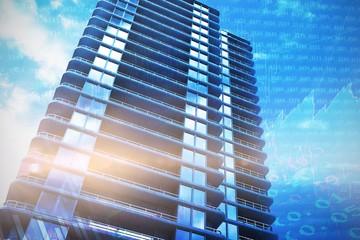 Poster - Composite image of 3d image of modern building 