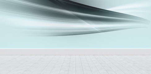 Poster - Composite image of green lights ray against white bckground