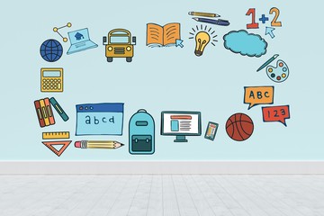 Poster - Composite image of illustrative image of education model