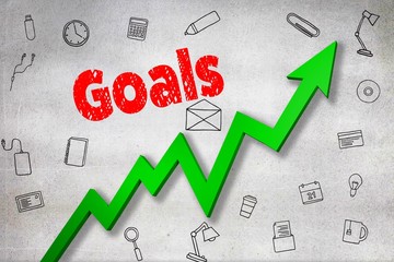 Leinwandbilder - Composite image of digitally generated image of goals text 