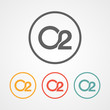 monogram letter o2 oxigen stroke line icon with various color