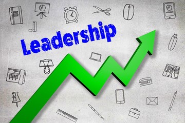 Leinwandbilder - Composite image of digitally generated image of leadership text 