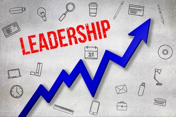 Leinwandbilder - Composite image of digitally generated image of leadership text 
