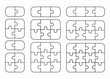 Jigsaw puzzle vector flat blank templates set