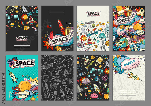 Photo Cards vector template illustration of space