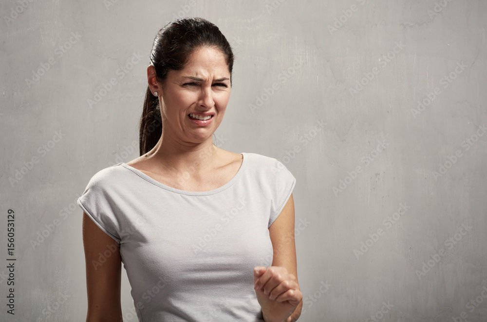 Girl disgusted face expression Stock Photo | Adobe Stock