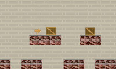 Wall Mural - Game background style with wall and box