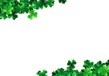 Saint Patricks Day Background With Sprayed Green Clover Leaves Or Shamrocks