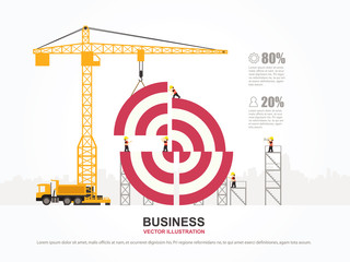 Wall Mural - Crane and goal building. Infographic Template. Vector Illustration.