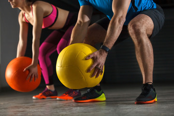 Wall Mural - Couple Exercising in Garage