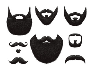 Poster - Hand drawn beards and mustaches vector collection