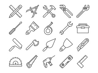 Sticker - Mechanical tools line vector icons