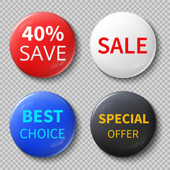 Canvas Print - Glossy 3d sale circle buttons or badges with exclusive offer promotional text vector mockups