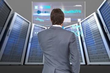 Sticker - Businessman watching a digital screen in data center