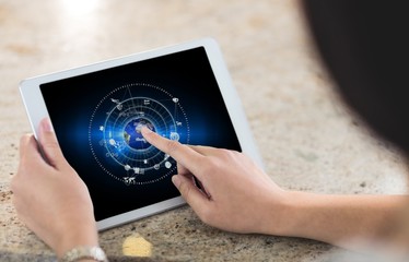 Poster - woman interacting with her tablet