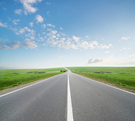 Wall Mural - road and cloudy sky. beautiful natural concept and idea of travel