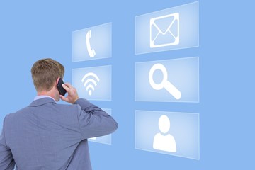 Poster - Businessman looking a digital screen