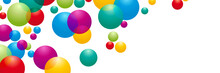 Abstract Vector Banner, Color Geometric Background With Balloons