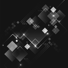 Fototapete - Abstract dark vector futuristic business technology background with square pattern.