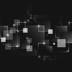 Fototapete - Abstract dark vector futuristic business technology background with square pattern.