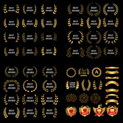 Wall Mural - best award vector gold award laurel wreath set. winner label, leaf symbol victory, triumph and succe
