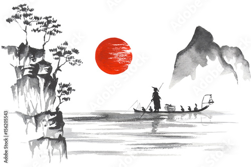 Obraz orientalny  japonia-tradycyjne-malarstwo-japonskie-sztuka-sumi-e-japonia-tradycyjne-malarstwo-japonskie-sztuka-sumi-e