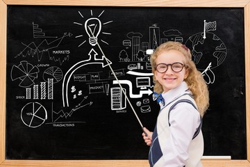 Poster - students is showing graphics against school board background